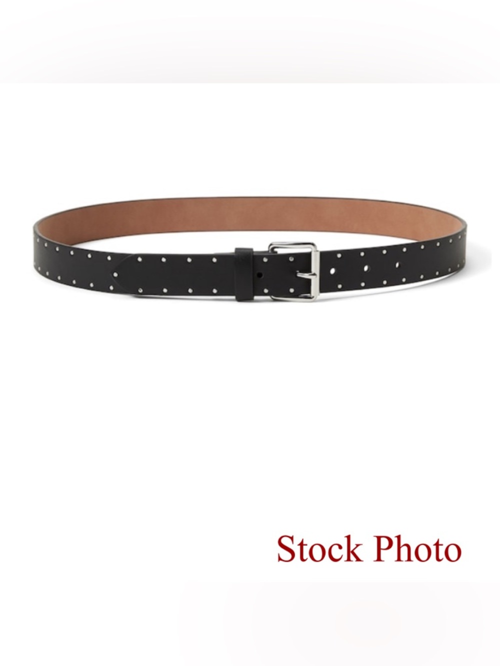 BANANA REPUBLIC Vegan Faux-Leather Black Studded Trouser Belt #425152 ~ SMALL